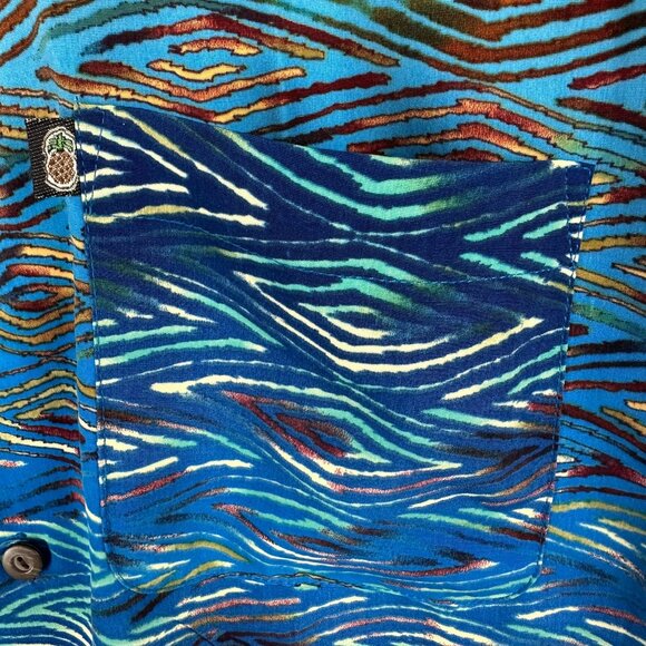 Vintage Pineapple Connection Hawaiian Shirt Men S Blue Disco Short Sleeve - Picture 8 of 10